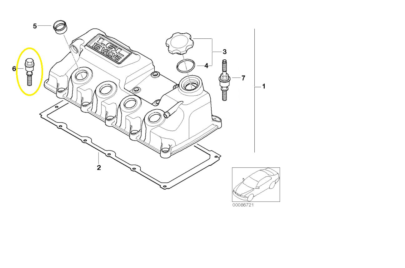 MINI - Rocker Cover Bolt 11121487179  - R50 52 53